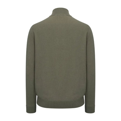 Olive green New Forest Zip Neck Jumper, perfect for cozy, stylish layering