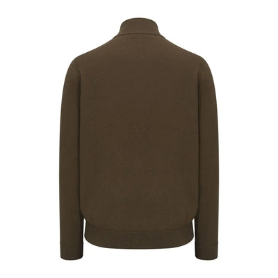 Olive green zip neck jumper, the perfect stylish layer for your outdoor adventures