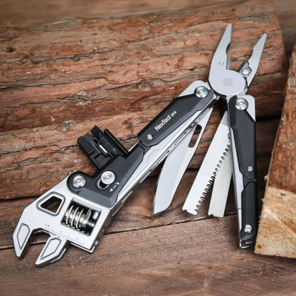 NexTool adjustable wrench pliers W4 with knife, saw, and bottle opener