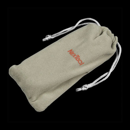 NexTool Flagship Captain multi tool with beige drawstring pouch and orange nexttacti logo