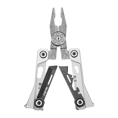 NexTool Silver EDC multi-tool with Damascus pattern for hunting outdoors