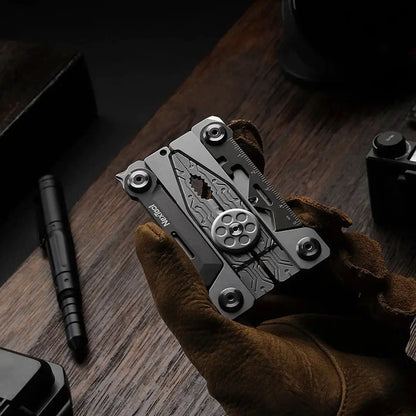 NexTool Silver EDC titanium multi-tool with floral design for outdoors hunting