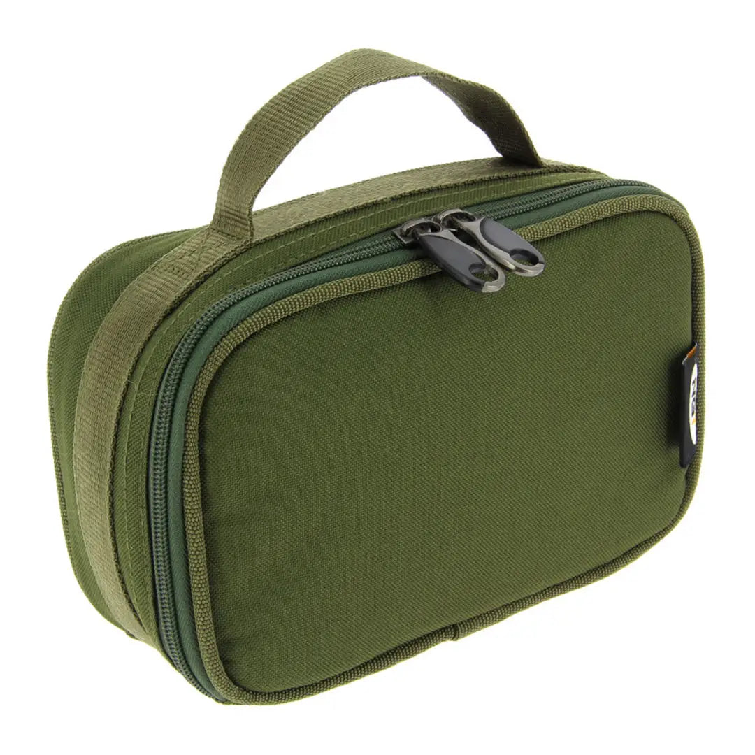 Olive green zippered carrying case for the NGT 3 Compartment Rigid Deluxe Lead Bag