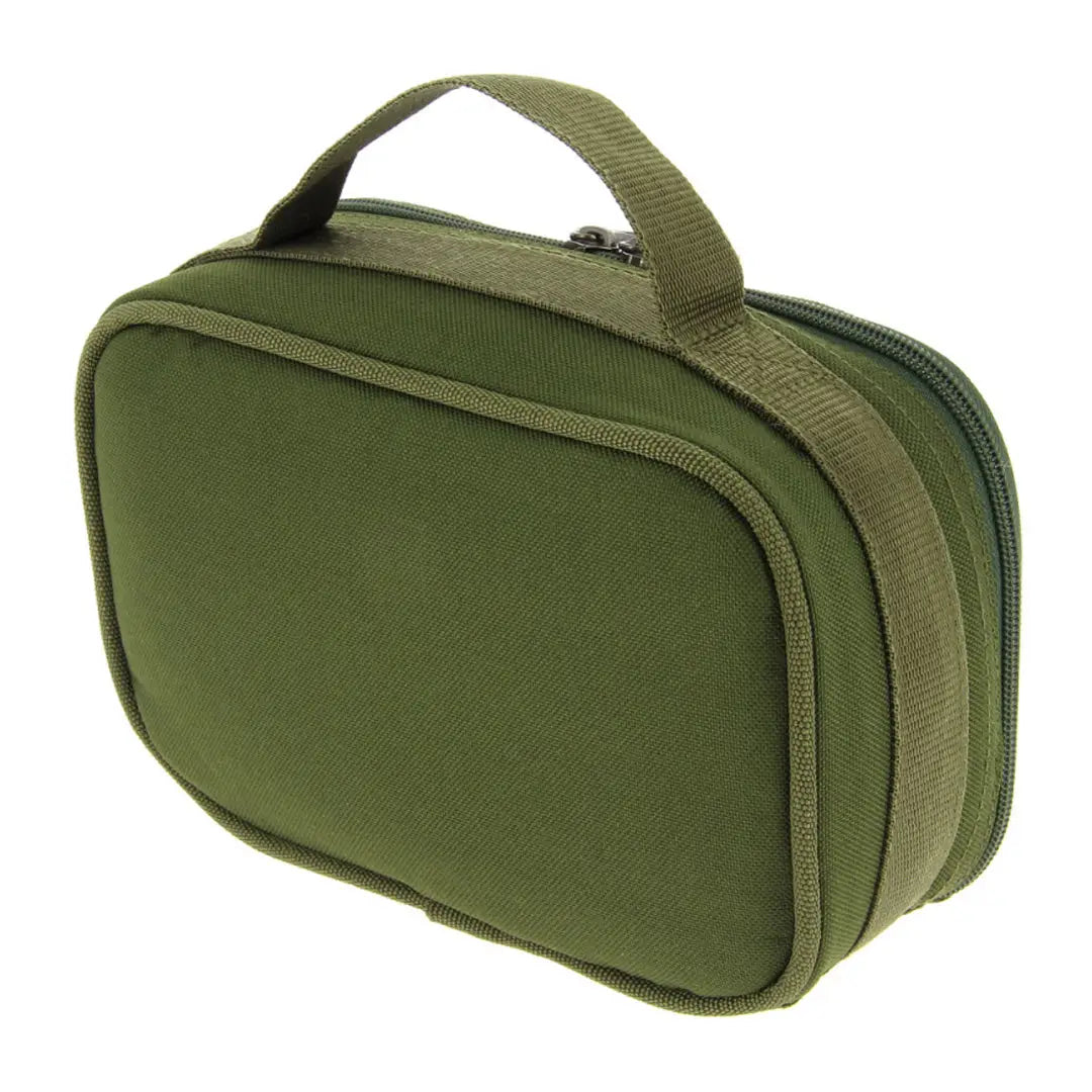 Olive green canvas NGT 3 Compartment Rigid Deluxe Lead Bag with handle