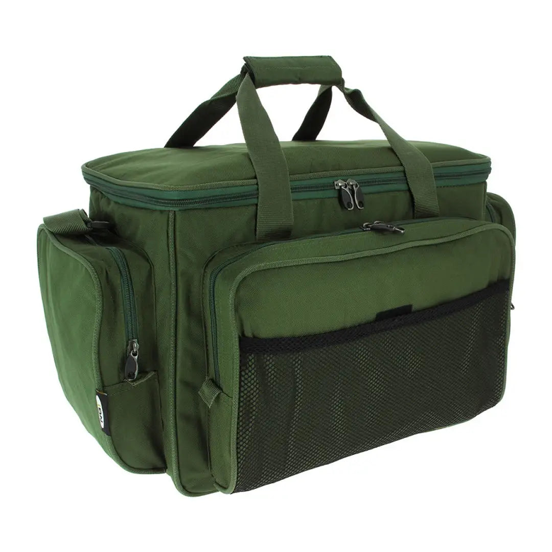Green NGT Insulated 4 Compartment Carryall fishing tackle bag with carrying straps