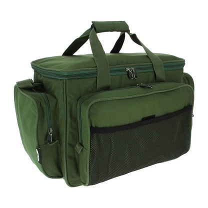 Green NGT Insulated 4 Compartment Carryall fishing tackle bag with carrying straps