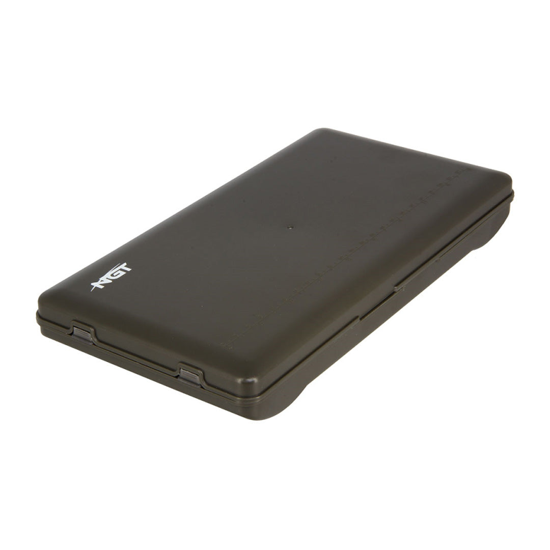 Closed olive-green plastic box NGT XPR PLUS designed to hold readymade hair and tackle