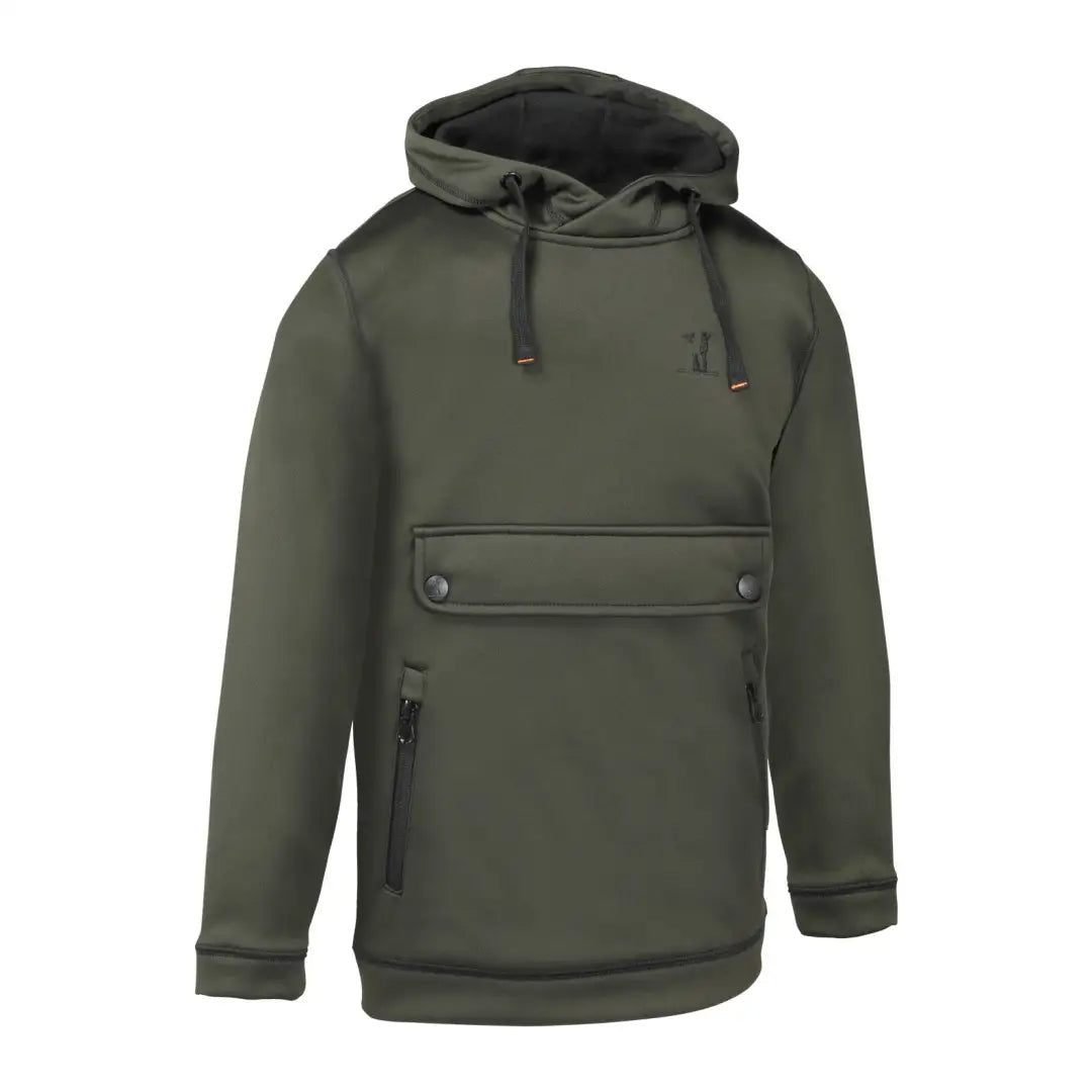Olive green hooded sweatshirt for kids, perfect for country clothing and hunting trips