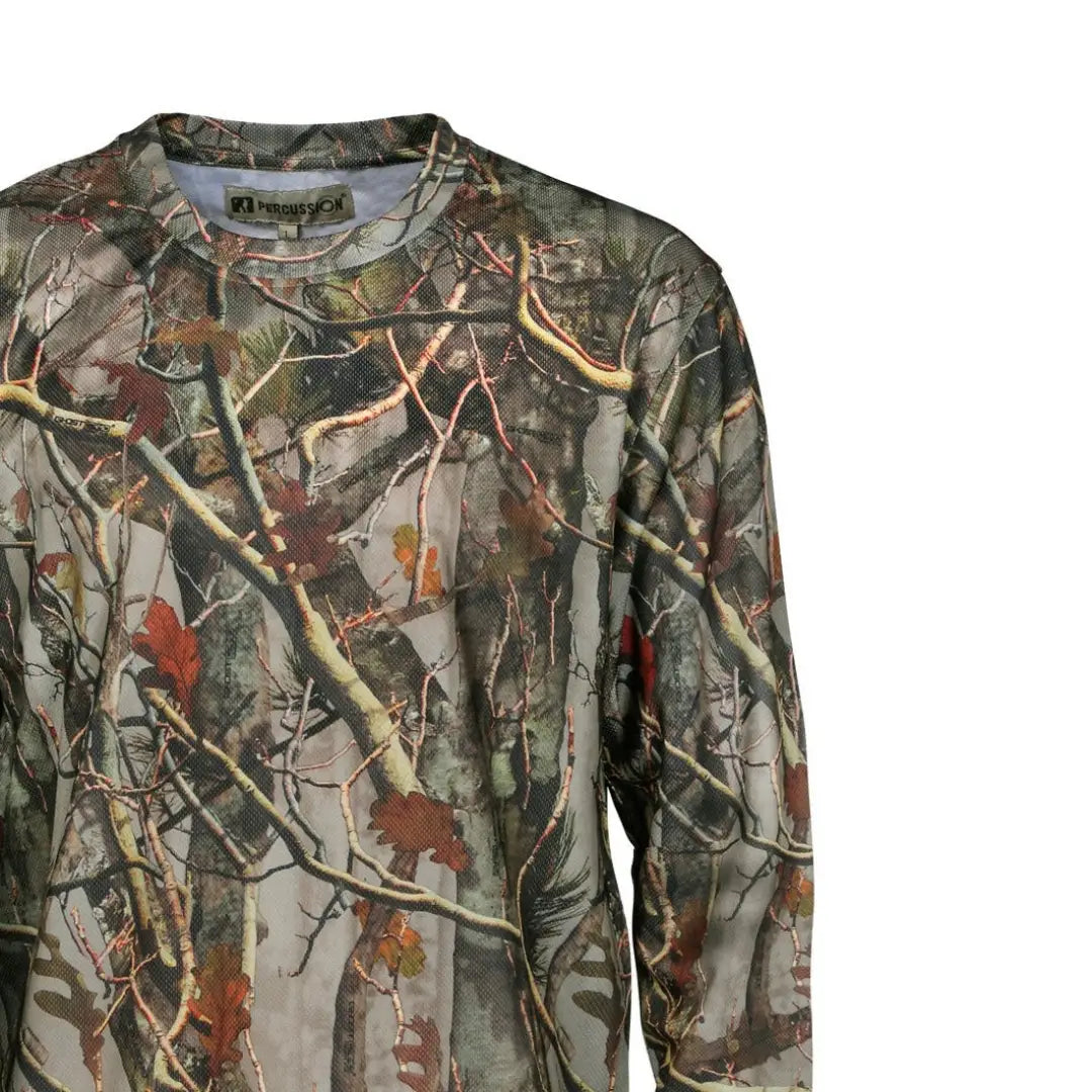 Percussion Long Sleeve Ghostcamo T-Shirt in woodland camouflage pattern for outdoor style