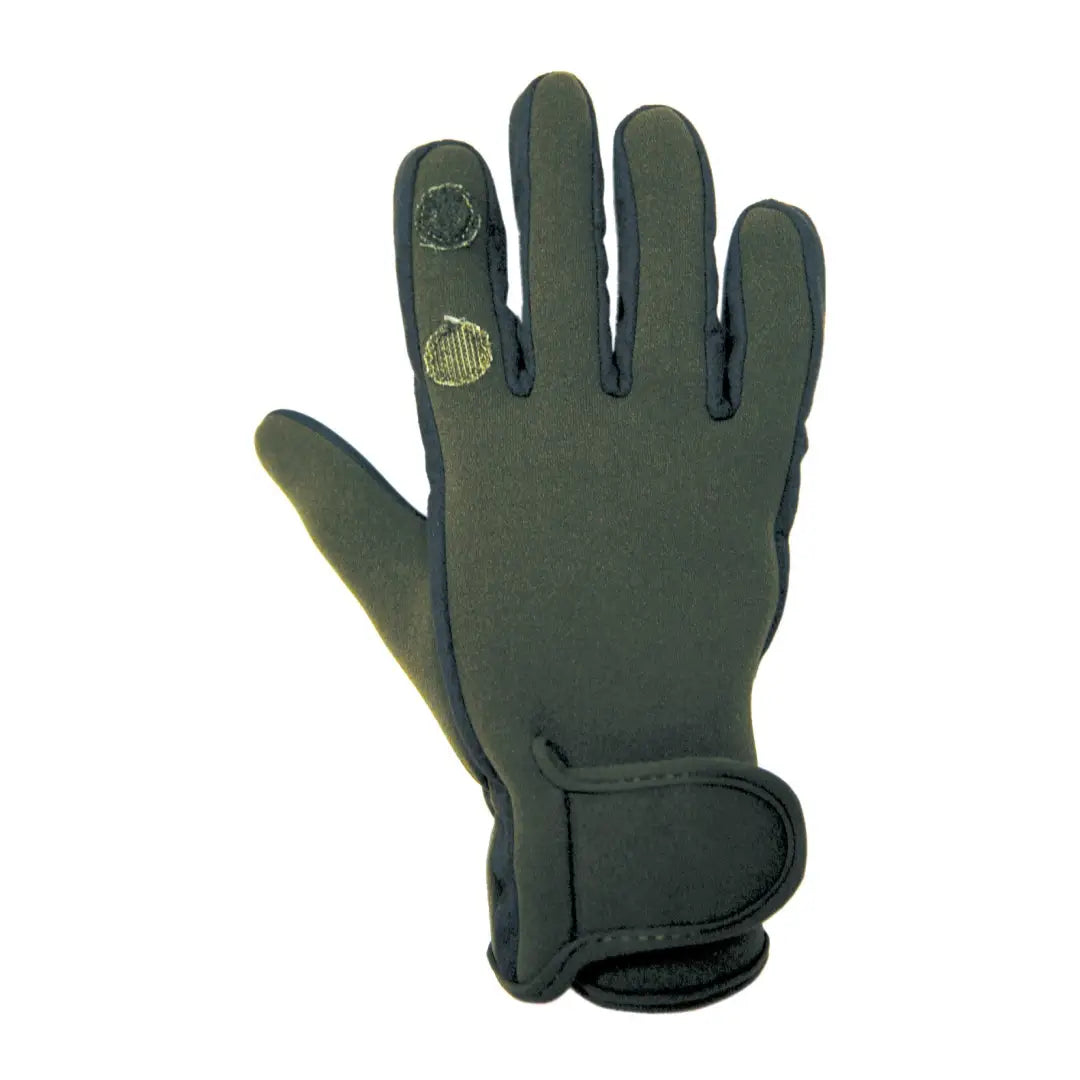 Dark green Percussion Neoprene Gloves with reinforced palm and adjustable wrist strap