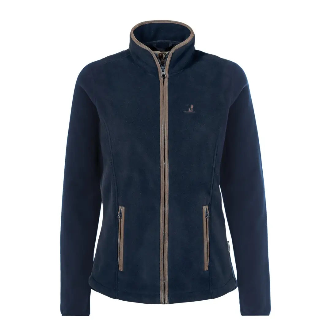 Navy blue Percussion Scotland Ladies Fleece Jacket with zipper and contrast trim