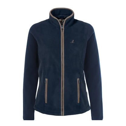 Navy blue Percussion Scotland Ladies Fleece Jacket with zipper and contrast trim