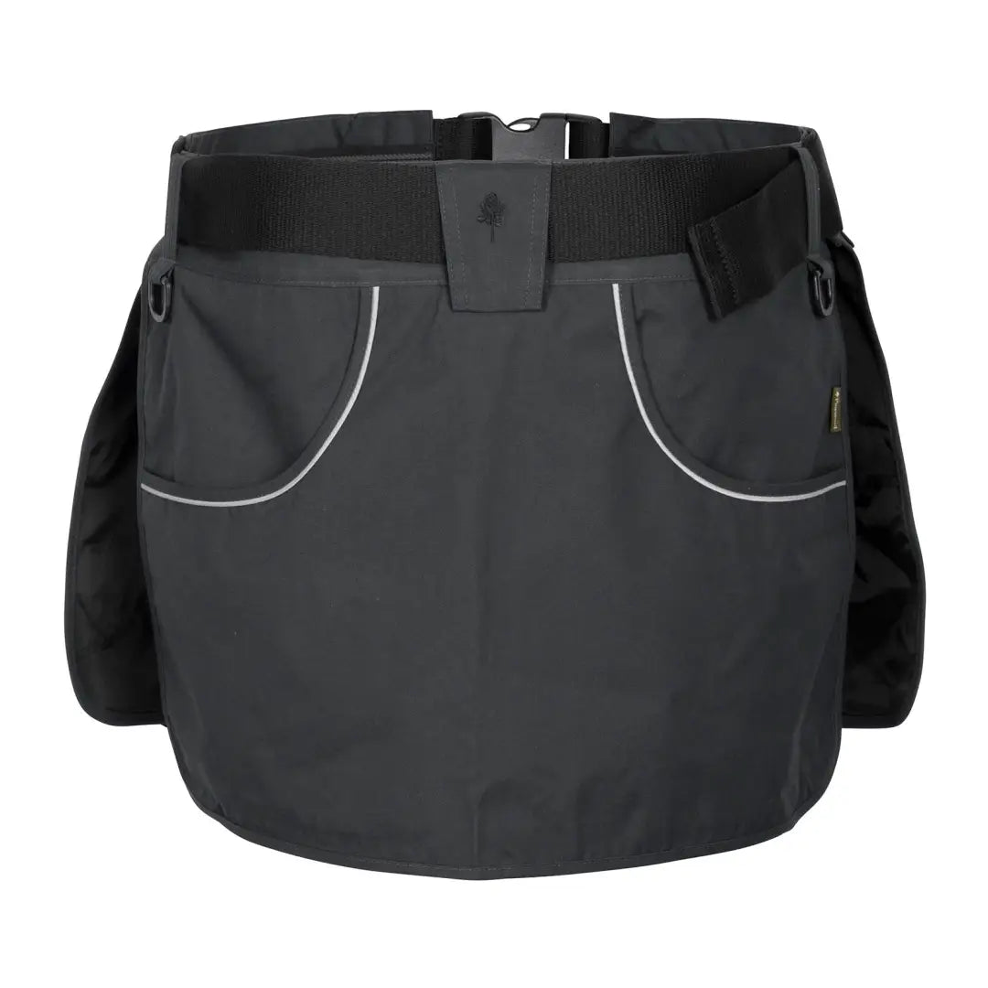 Dark gray apron with pockets for dog sports, country clothing, or hunting gear