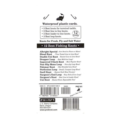Waterproof plastic cards showing 12 essential fishing knots for easy knot tying