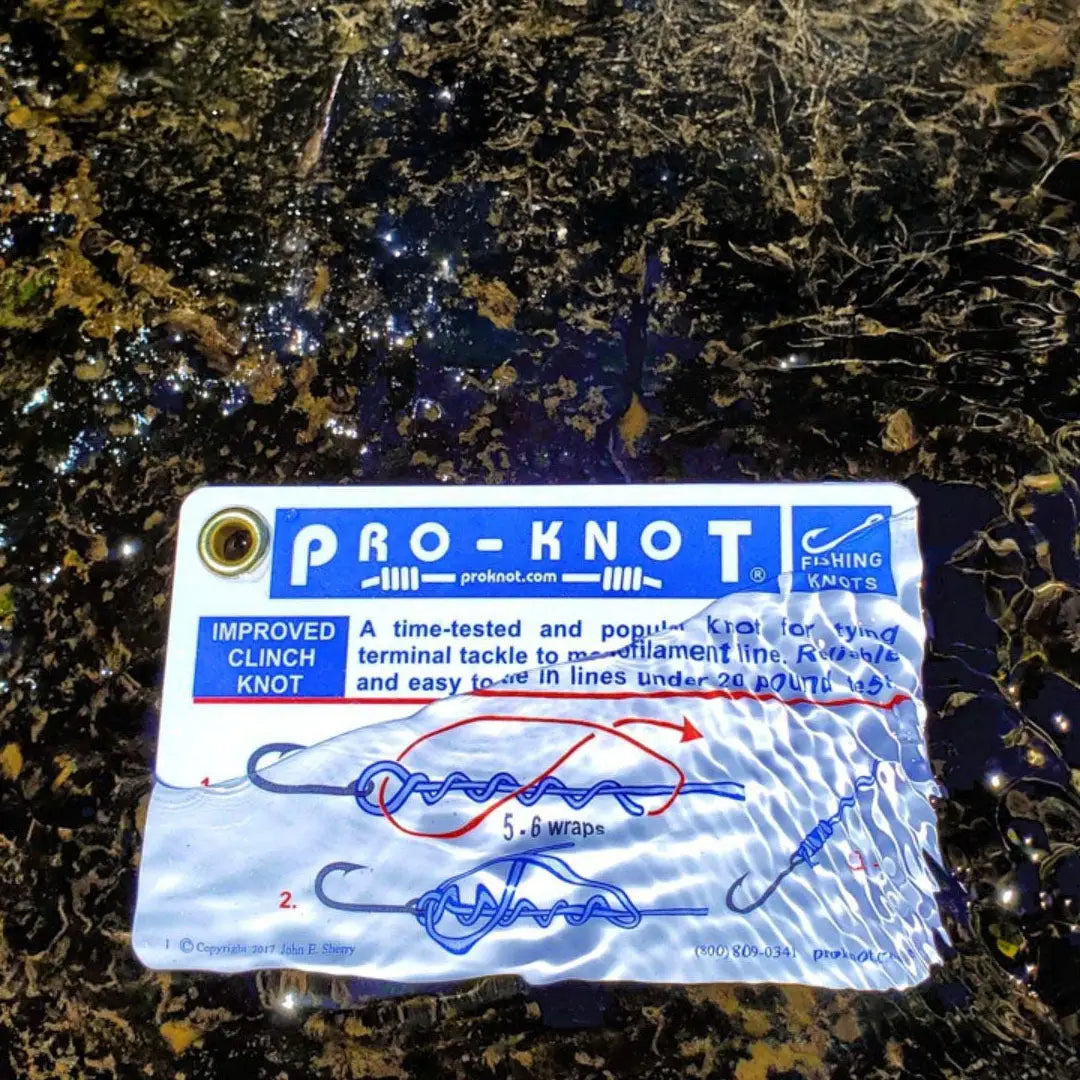 Waterproof plastic cards with fishing knots and knot tying guide for anglers