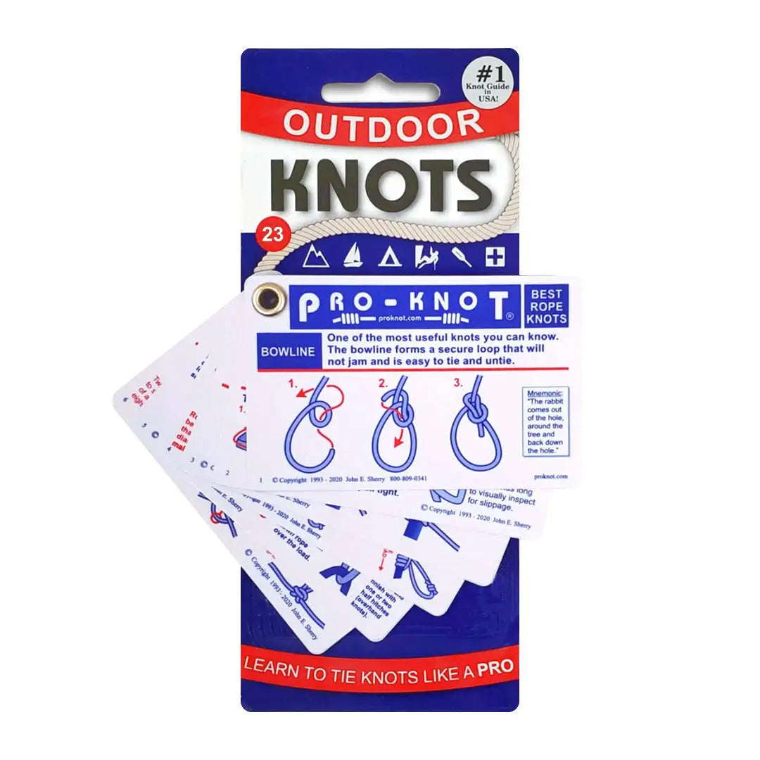 Illustrated outdoor knots cards set with trucker’s hitch and tautline hitch on a ring