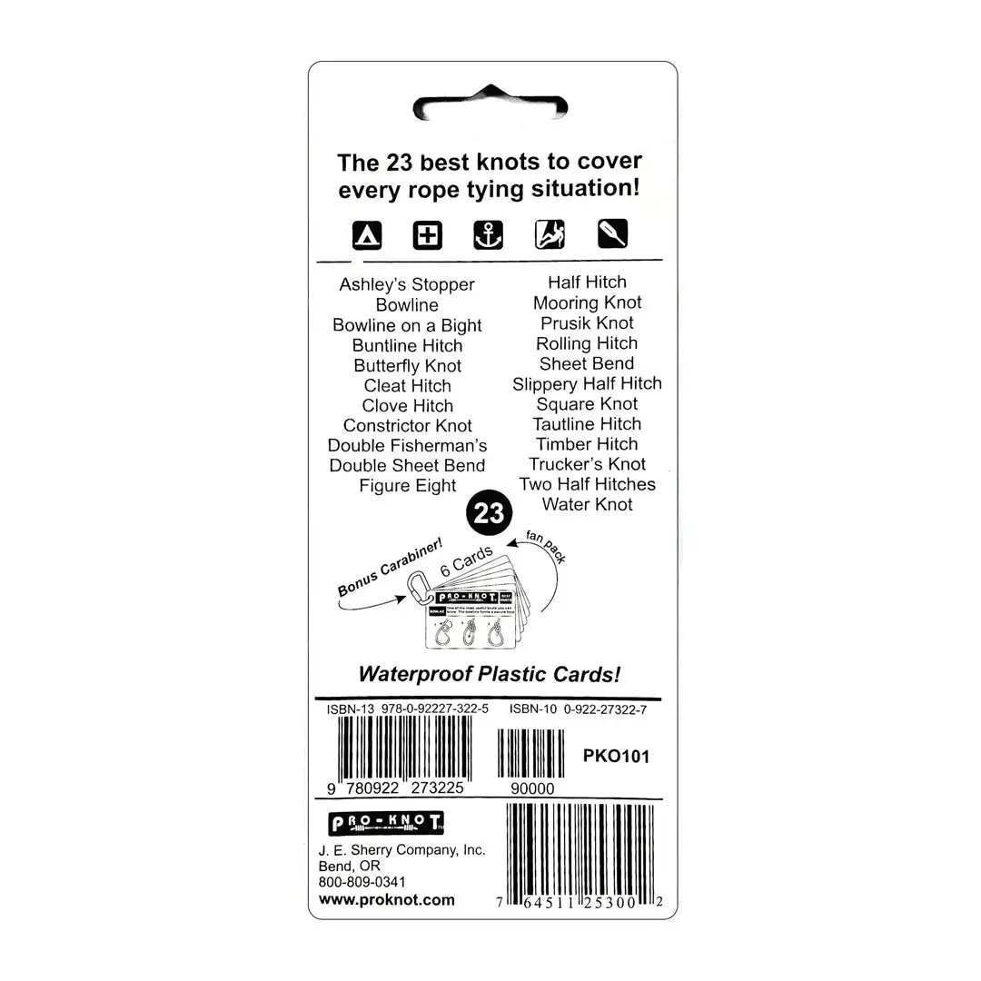 Packaging for waterproof plastic cards teaching outdoor knots like trucker’s hitch and tautline hitch