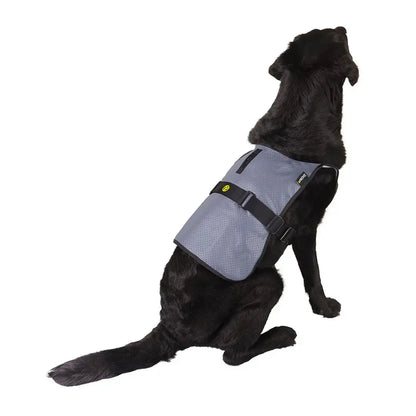 Gray Proviz Explorer reflective dog vest with mesh cooling and yellow logo