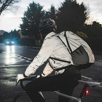 Proviz Reflect360 silver reflective jacket with black accents for cycling commuting