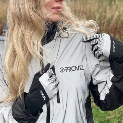 Reflect360 lightweight running gloves with Proviz waterproof jacket