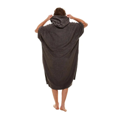 Person in a Red Luxury Towelling Change Robe, showcasing cozy comfort and style