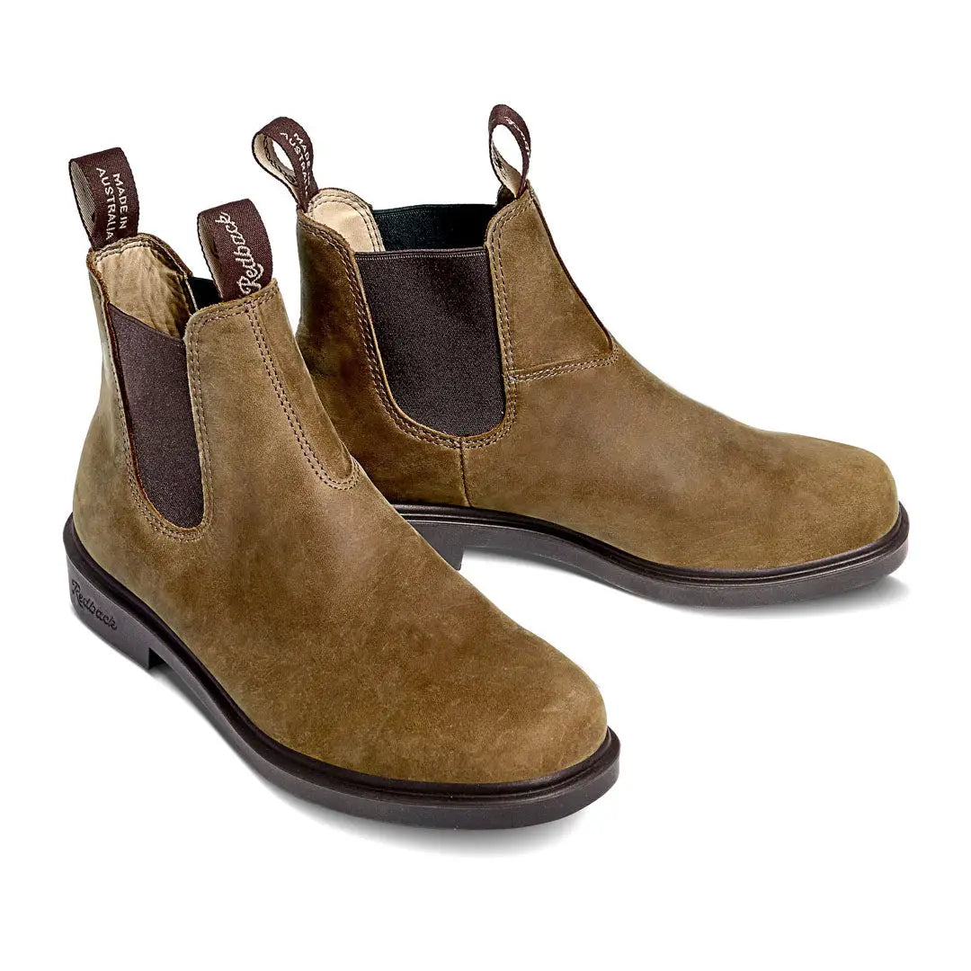 Brown suede Redback Whistler Dress Boots with elastic gussets and dark leather accents