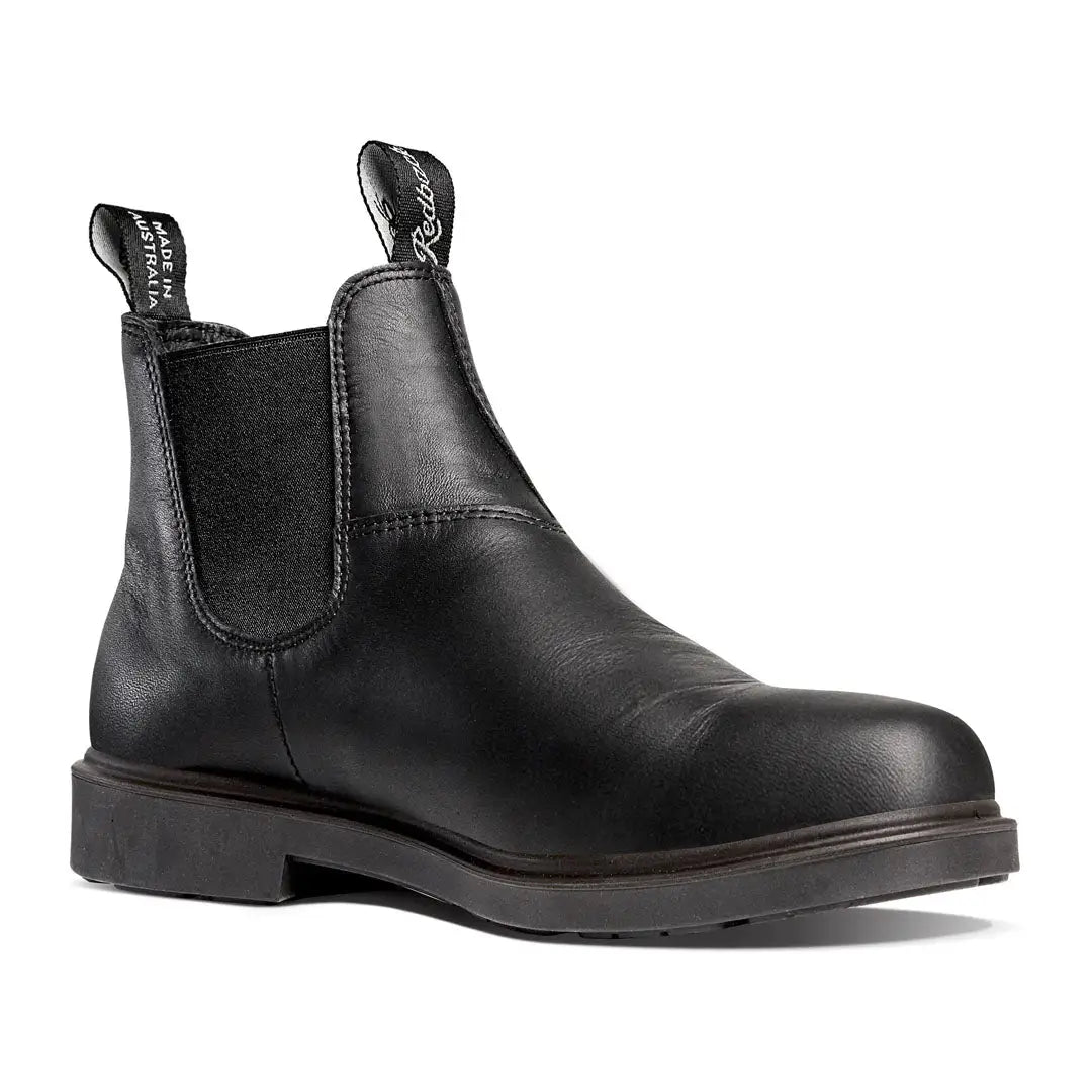 Black leather Chelsea boot from Redback Whistler Dress range with elastic panels and rubber sole