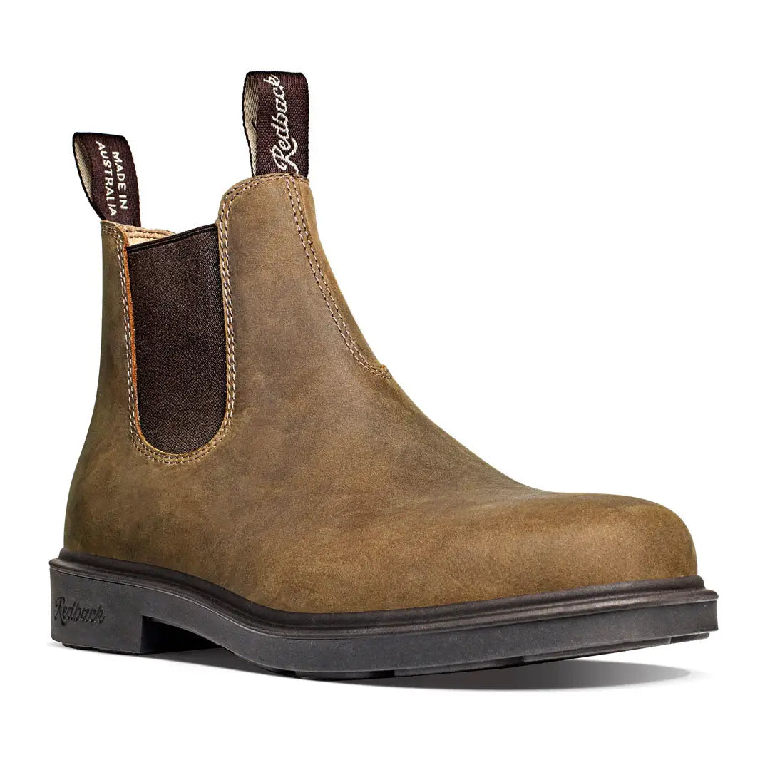 Redback Whistler Dress Boots in brown leather with rubber sole and elastic gusset
