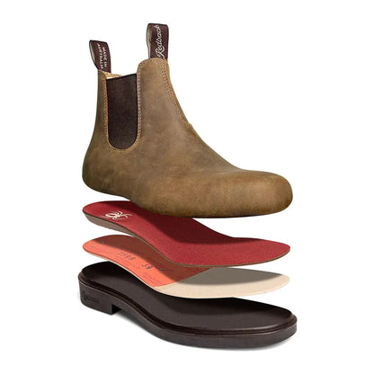 Tan leather Chealsea boot from the classic Redback Range with brown lining and red insole