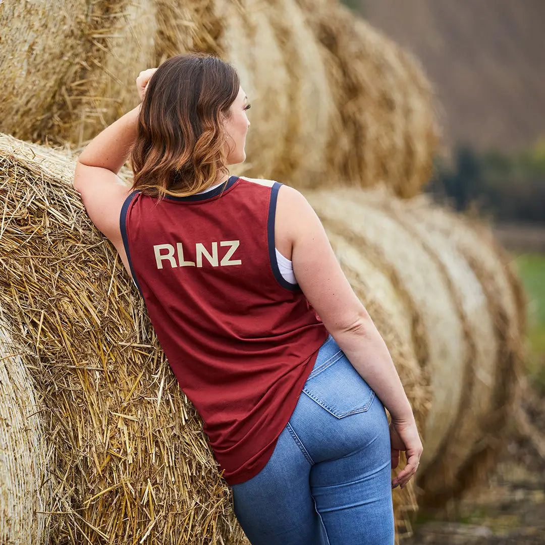 Burgundy Ridgeline Back Slider Singlet Top, perfect for country clothing and hunting trips