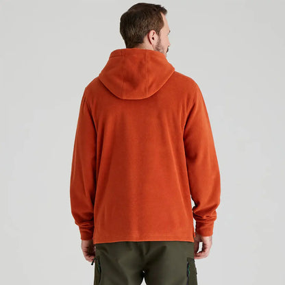Orange hooded sweatshirt from Ridgeline Ballistic Hooded Fleece, perfect for chilly autumn days