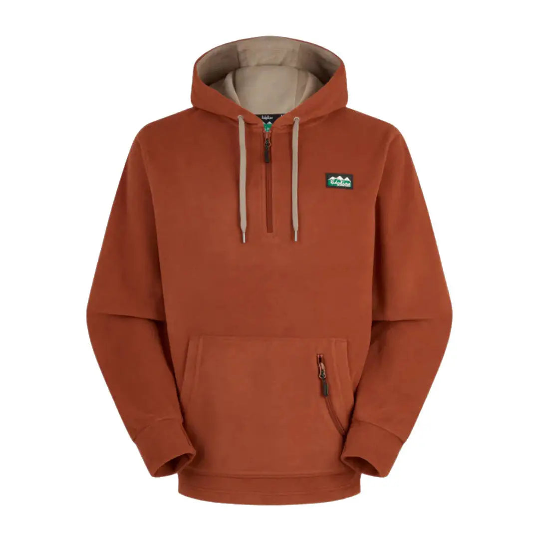 Rust-colored Ridgeline Ballistic Hooded Fleece, perfect for chilly autumn days