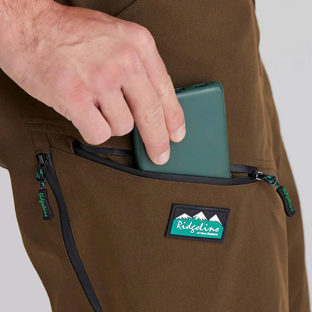 Brown Cambrian Trousers with zippered pocket, expertly crafted for Extreme Weather Conditions