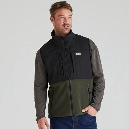 Two-tone fleece vest from Ridgeline Hybrid Fleece, perfect for arms moving freely