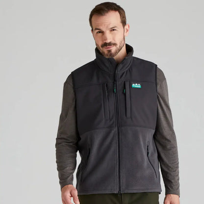 Gray softshell vest from Ridgeline Hybrid Fleece for arms moving freely