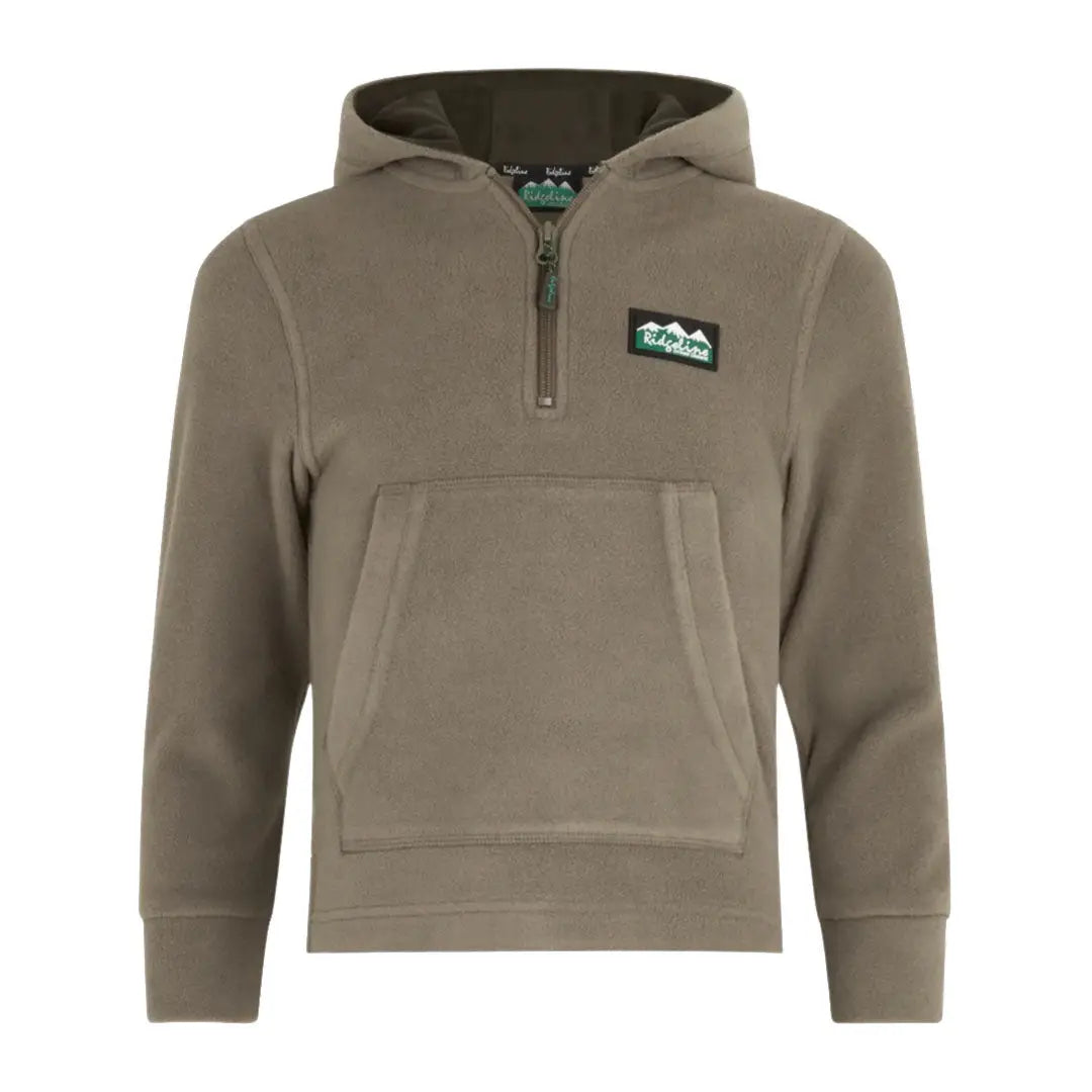 Olive green kids ballistic fleece hoodie from Ridgeline Kids Ballistic Fleece collection