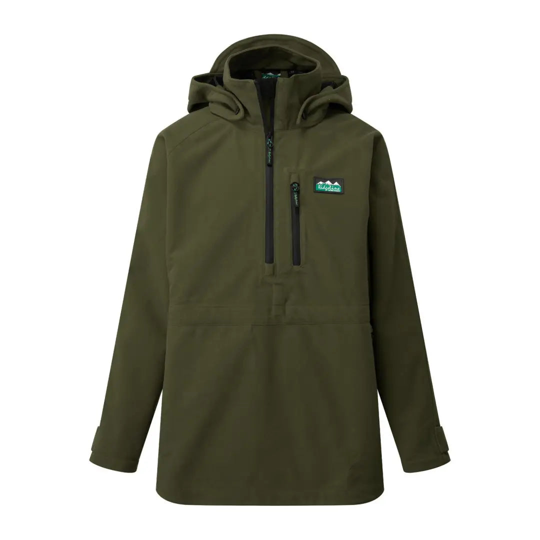 Olive green Ridgeline Kids Monsoon Classic Smock with front zipper pocket and logo