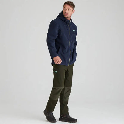 Man in navy Ridgeline Kodiak Fleece Jacket and green pants, perfect for highly technical southern adventures