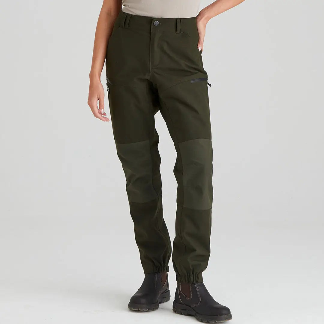 Olive green Ridgeline Ladies Cambrian Trousers for all-day wear in worst weather