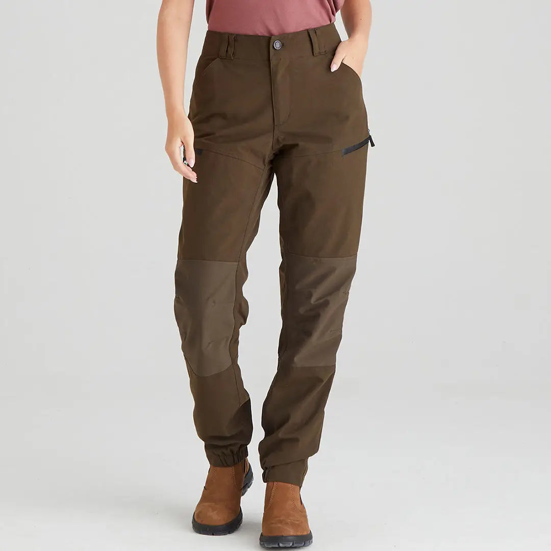 Brown hiking pants from Ridgeline Ladies Cambrian Trousers for harsh weather conditions