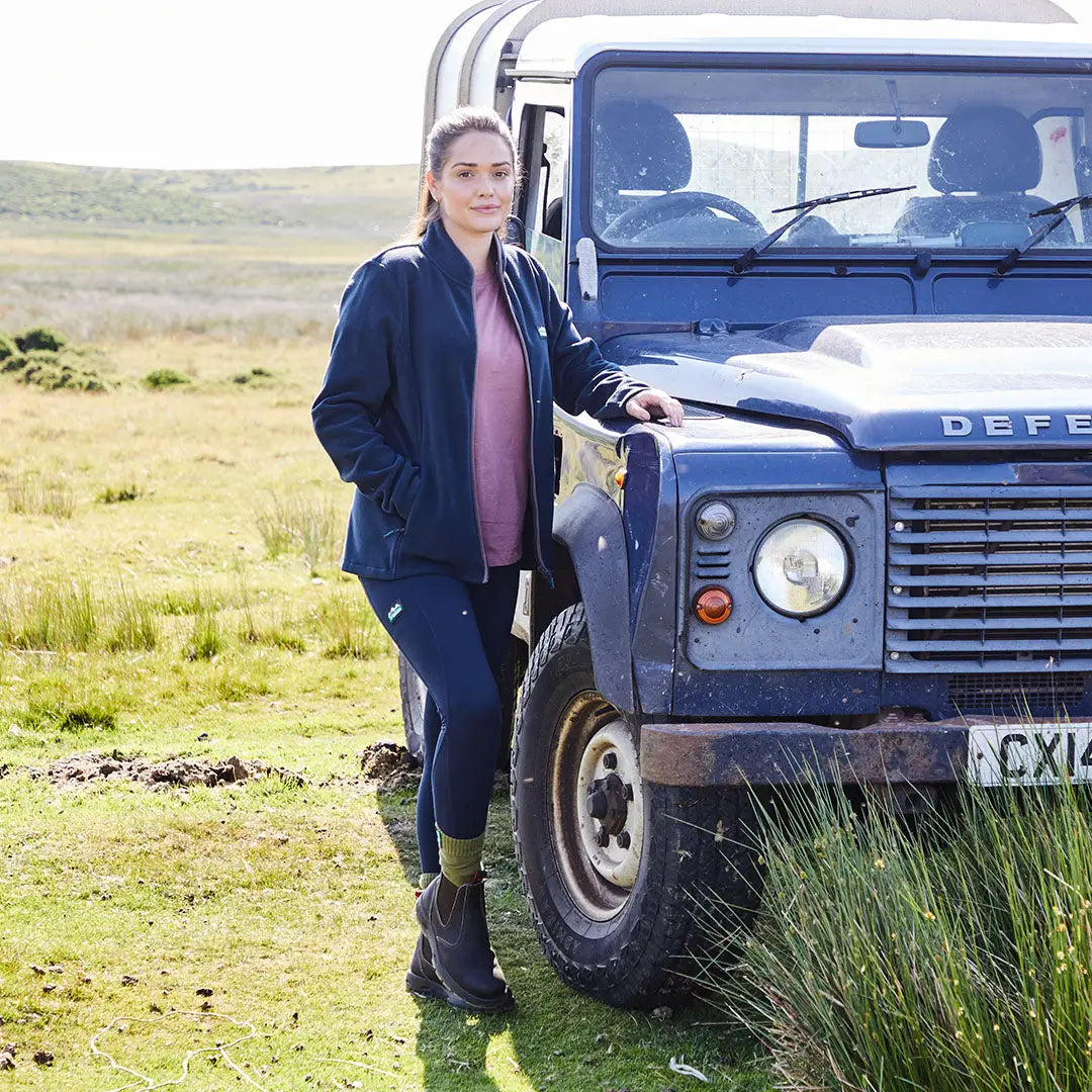Blue Land Rover Defender on Ridgeline Ladies Infinity Leggings for a cool vibe