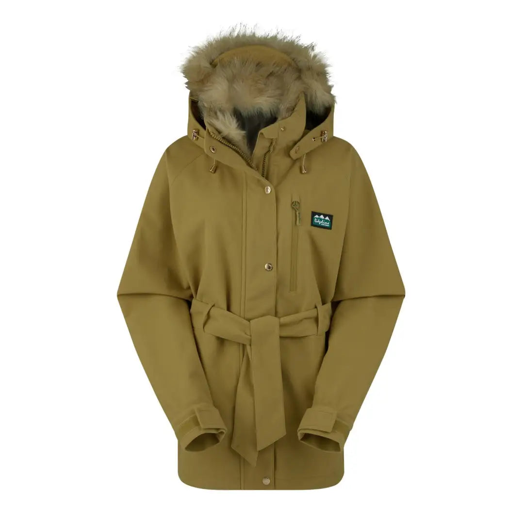Tan hooded parka with belt from the Ridgeline Monsoon Nordic Jacket collection