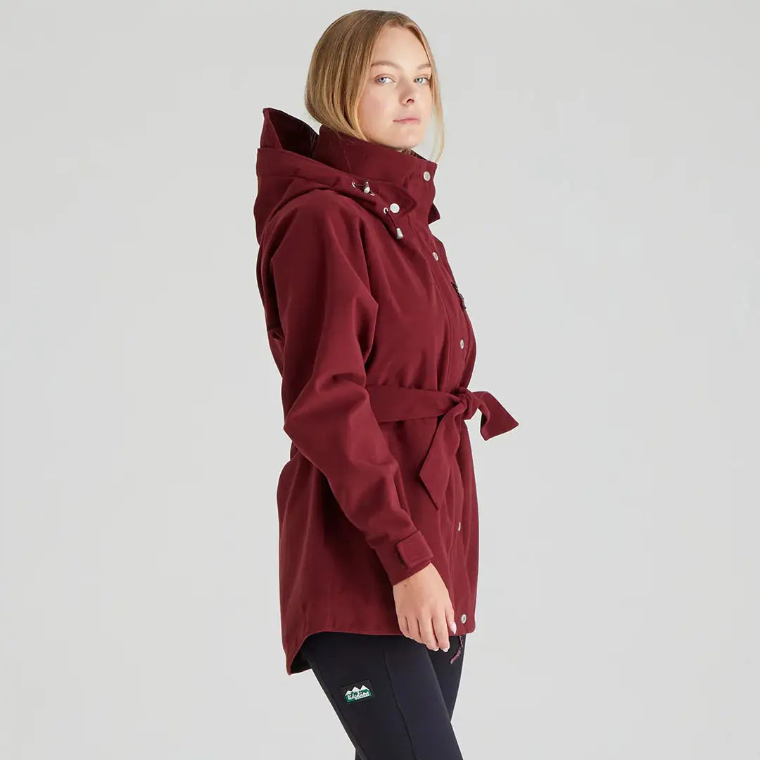 Maroon hooded belted jacket from Ridgeline Ladies Monsoon Nordic Smock collection