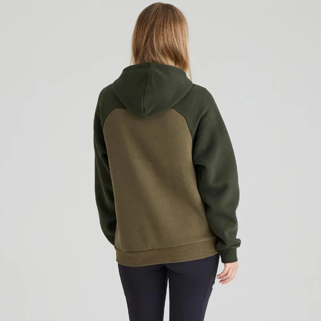 Ladies North Island hoodie featuring a stylish two-tone green hooded sweatshirt for women