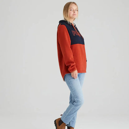 Lady wearing the stylish Ridgeline Ladies South Island Hoodie and jeans outdoor vibe
