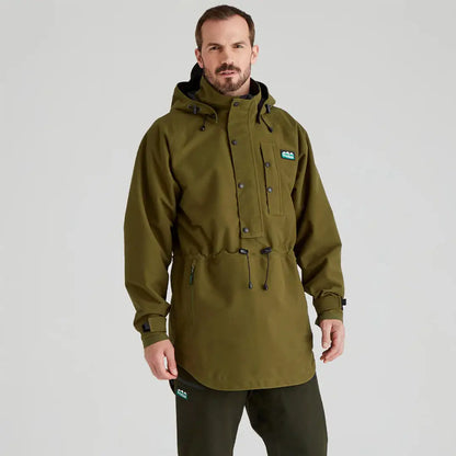 Olive green Ridgeline Mens Monsoon Classic Smock hooded anorak for rain protection