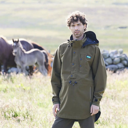 Olive green Ridgeline Mens Monsoon Classic Smock hooded anorak for rainy days