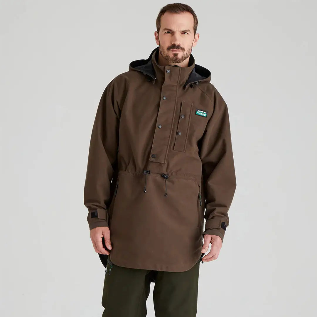 Brown hooded anorak from Ridgeline Monsoon Classic Smock collection perfect for rain