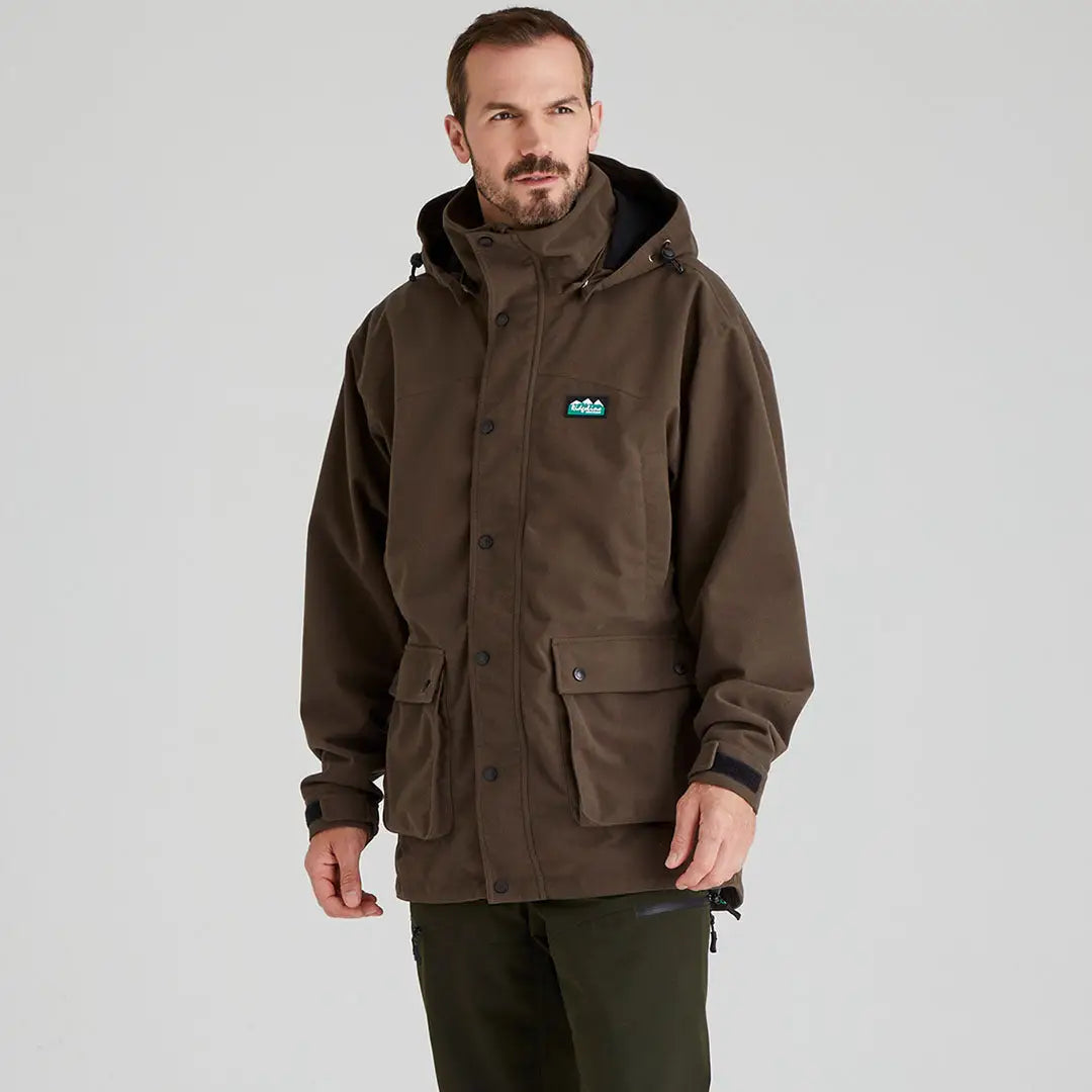 Brown hooded jacket from Ridgeline Torrent III for country clothing style
