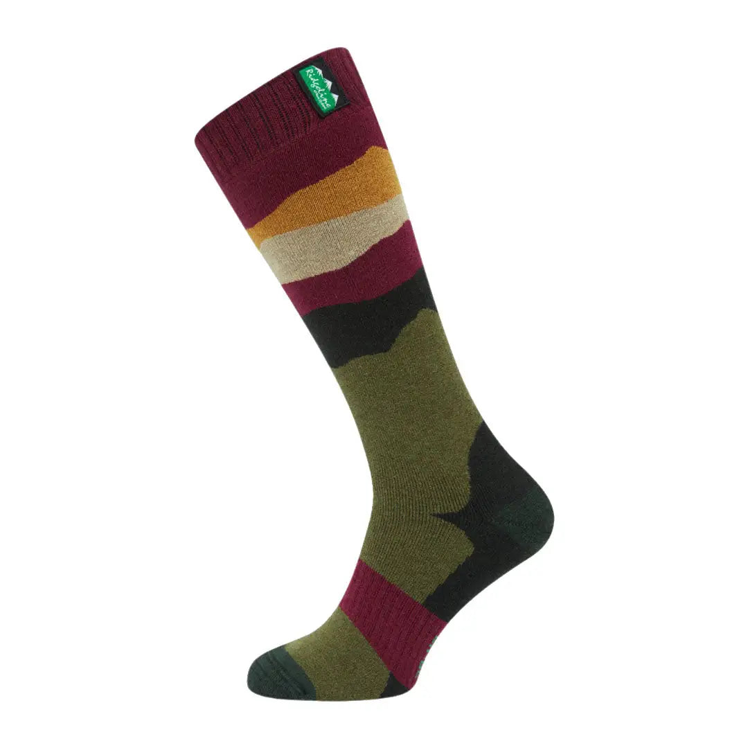 Colorful patterned merino wool socks from Ridgeline full length wool socks collection